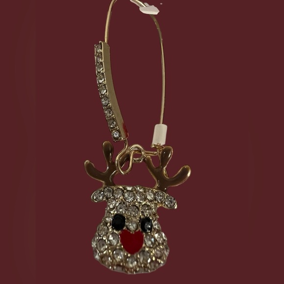 Betsey Johnson Earrings Reindeer Rhinestone Dangle New - Picture 9 of 16